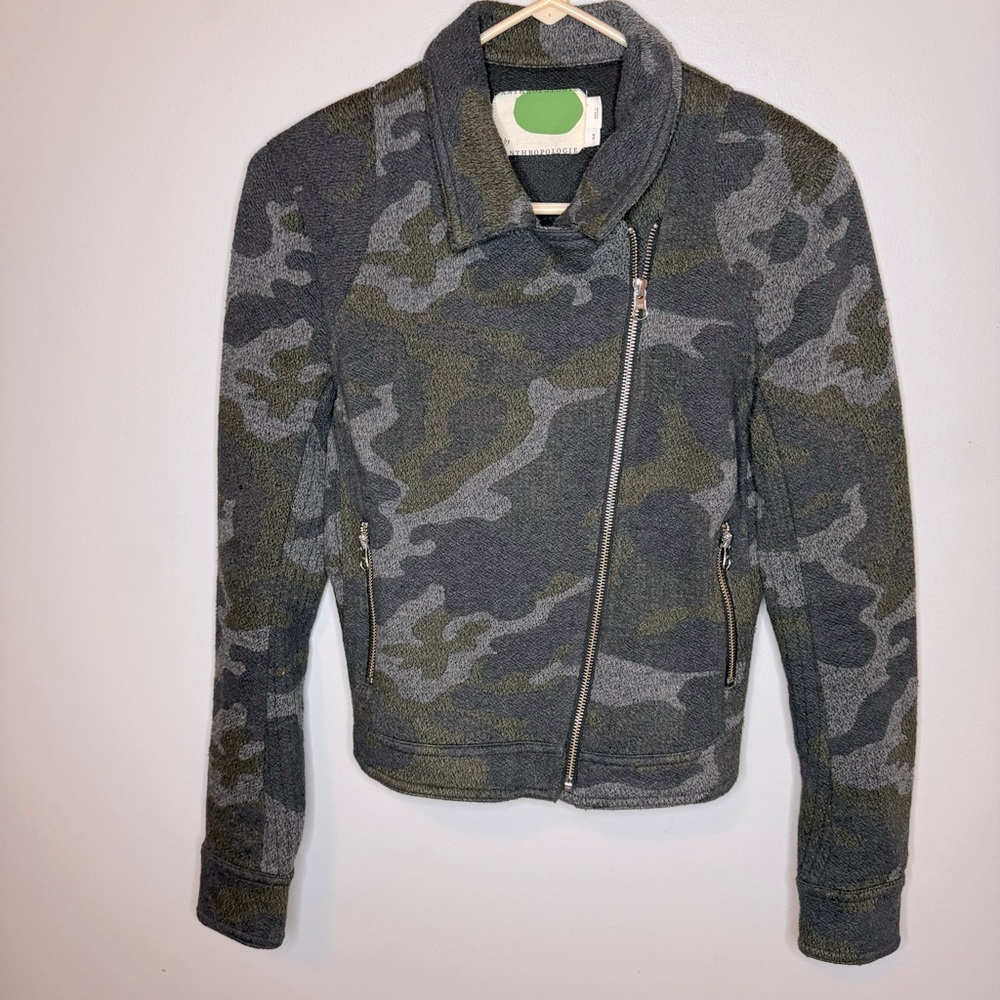 Anthropologie Robin Camo Print Moto Jacket XS